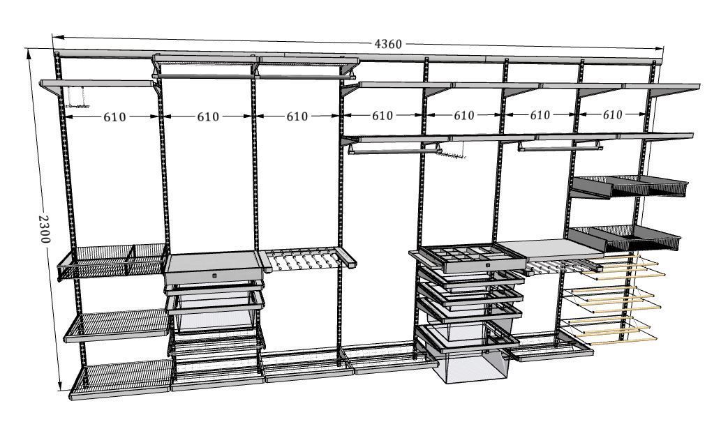 Гардеробная система размеры